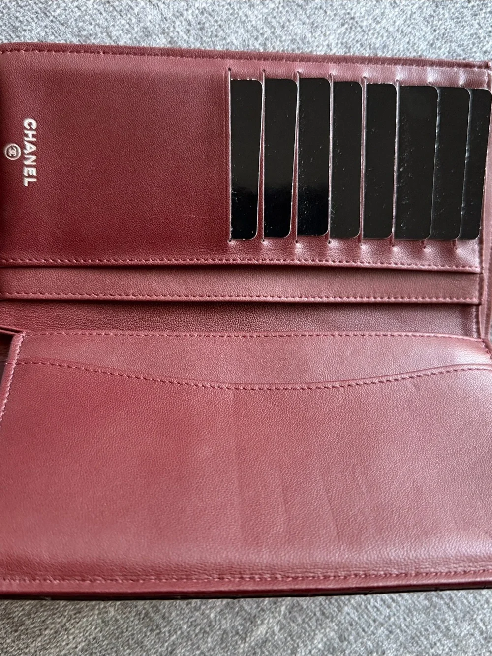 CHANEL Black Quilted Lambskin Long Wallet with Silver CC Logo
